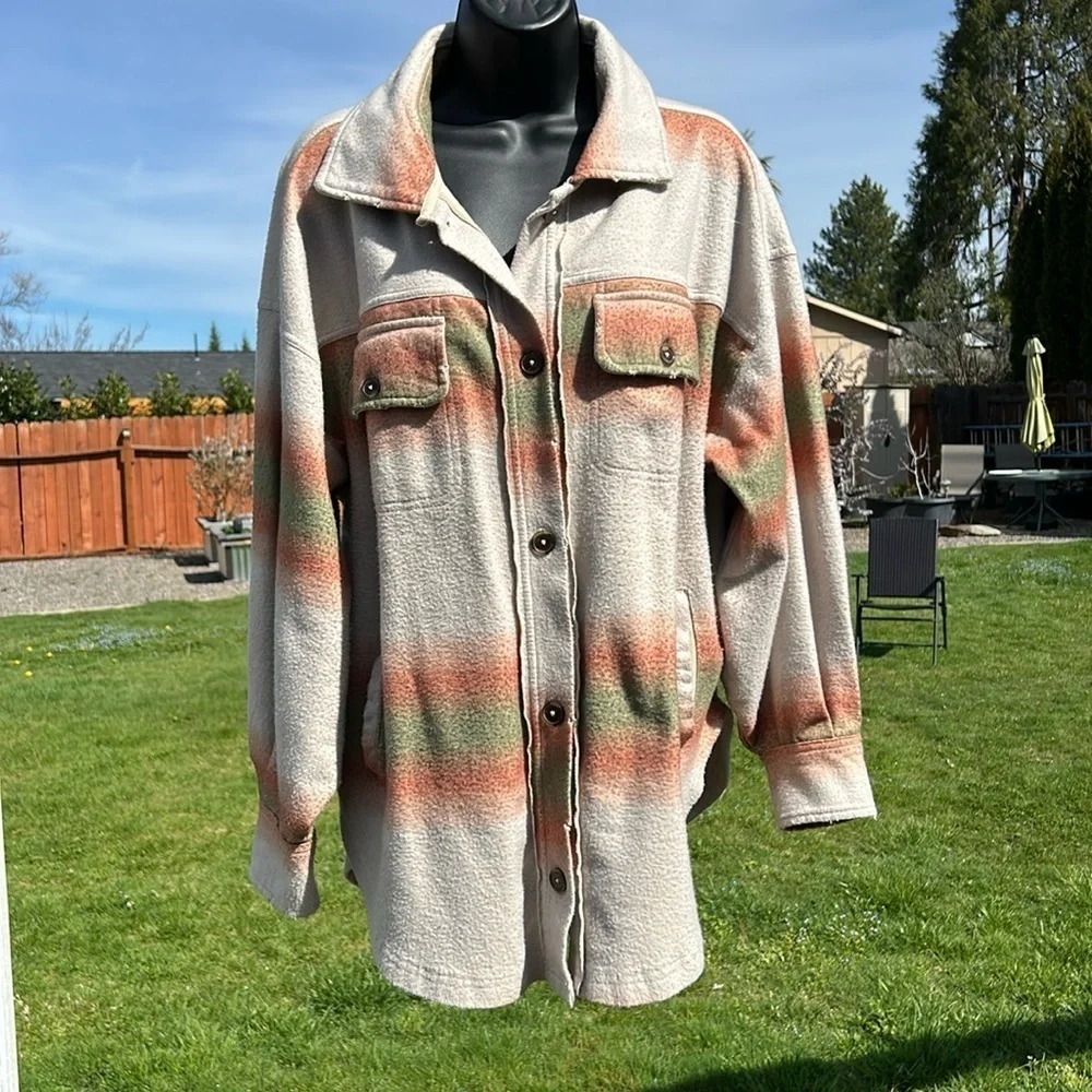 FREE PEOPLE PRINTED RUBY SHIRT JACKET OVERSIZED XS